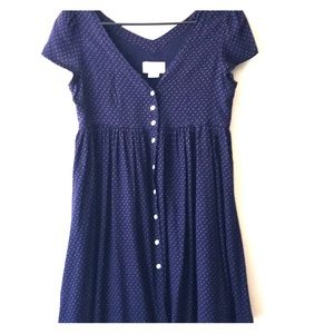 Button Front Short Sleeve Dress Mini Star Print
